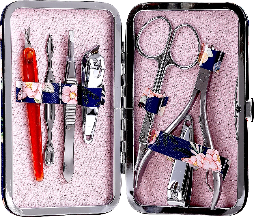 Маникюрный набор 2429, синий с цветами - Donegal Manicure Set — фото N1