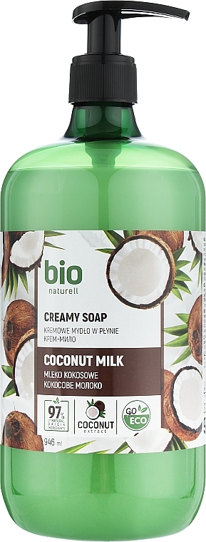 Крем-мило "Кокосове молоко" з дозатором - Bio Naturell Coconut Milk Creamy Soap — фото N1