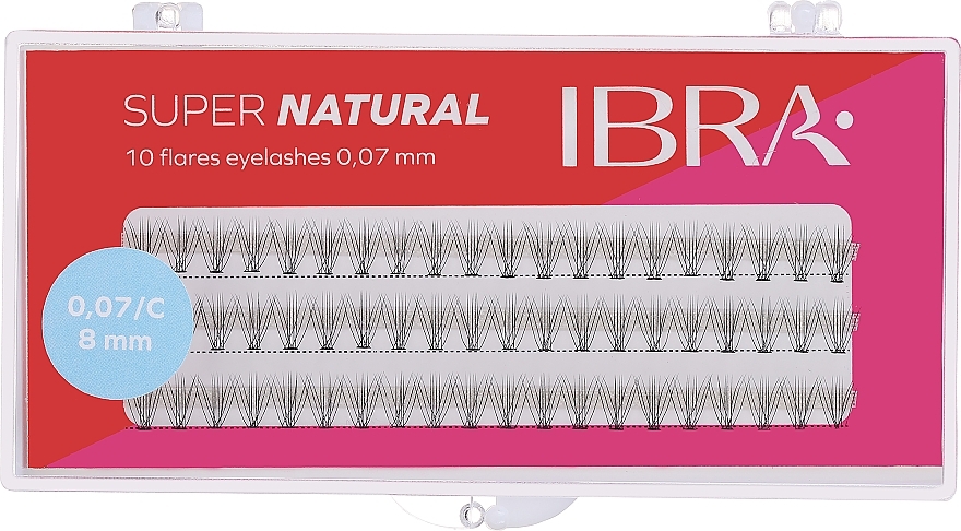 Штучні пучки вій "С", 0.07, 8 мм - Ibra 10D Flares Eyelash Super Natural C 8 mm — фото N1