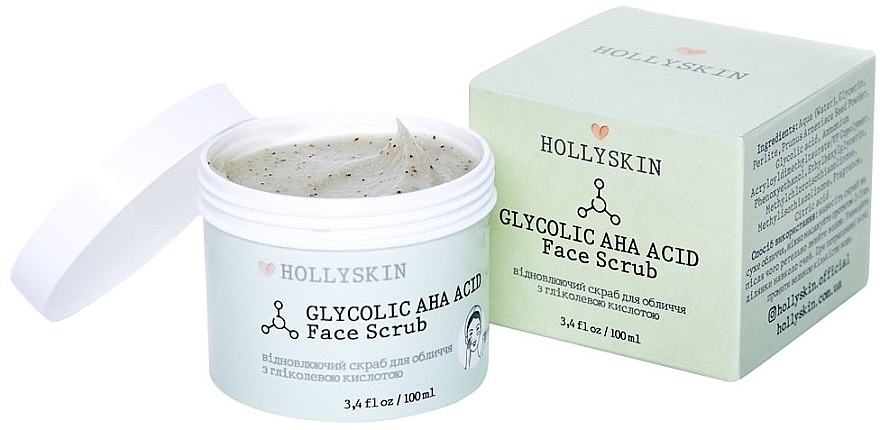 Скраб для обличчя з гліколевою кислотою - Hollyskin Glycolic AHA Acid Face Scrub