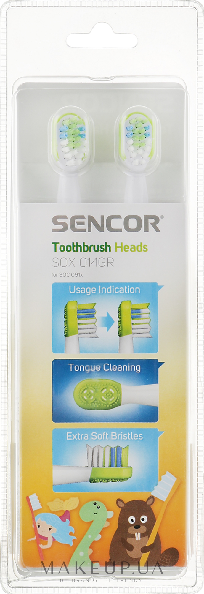 Насадка для детской электрической зубной щетки SOX014GR, 6-12 лет, 2 шт - Sencor — фото 2шт
