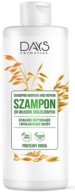 Шампунь для пошкодженого волосся з протеїнами вівса - Days Cosmetics Shampoo Nourish And Repair — фото N1