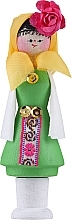 Парфумерія, косметика Сувенірний мускал з ароматною олією, світло-зелена сукня, жовта хустка - Bulgarian Rose Girl
