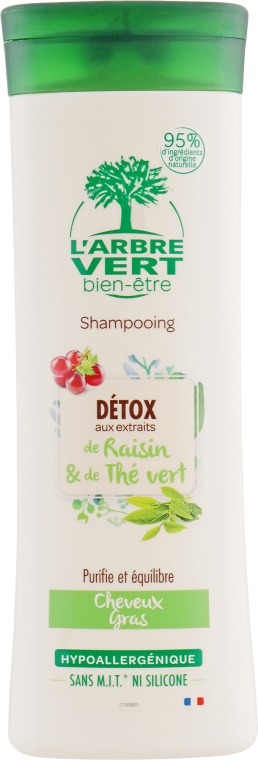 Детокс-шампунь для жирного волосся з екстрактом винограду і зеленого чаю - L`Arbre Vert Detox Shampoo — фото N1