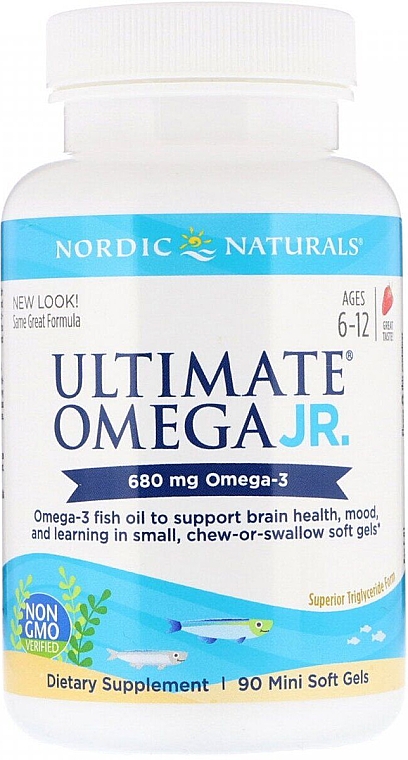 Пищевая добавка со вкусом клубники "Омега-3", 680 мг - Nordic Naturals Ultimate Omega Junior — фото N1