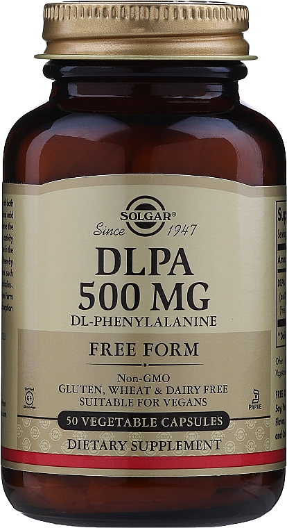 Диетическая добавка 500mg "Комплекс аминокислот" - Solgar DLPA DL-Phenylalanine — фото N3