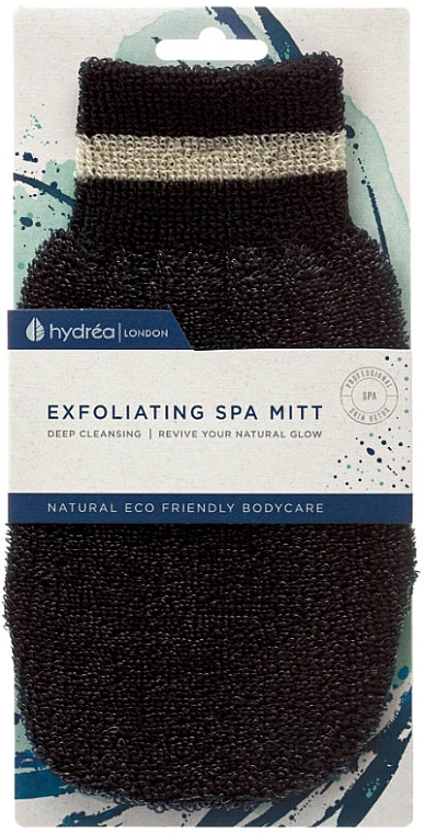 Відлущувальна СПА-рукавиця, чорна - Hydrea London Exfoliating Spa Mitt Black — фото N2
