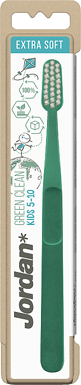Зубная щетка для детей от 5-10 лет, экстра мягкая, зеленая - Jordan Green Clean Kids — фото N1