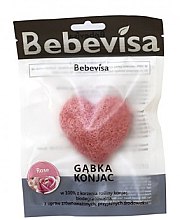 Парфумерія, косметика Спонж для вмивання, серце "Троянда" - Bebevisa Konjac Sponge