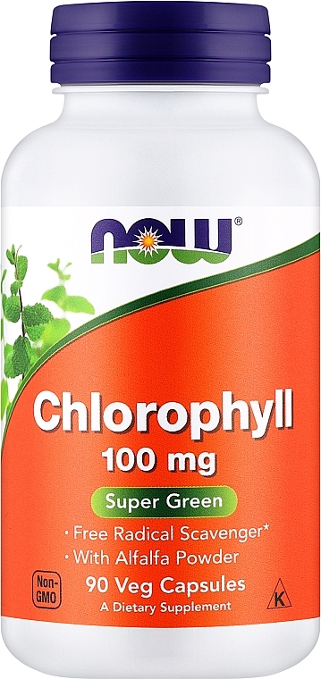 Натуральна добавка Хлорофіл, 100 мг, 90 капсул - Now Foods Chlorophyll — фото N1