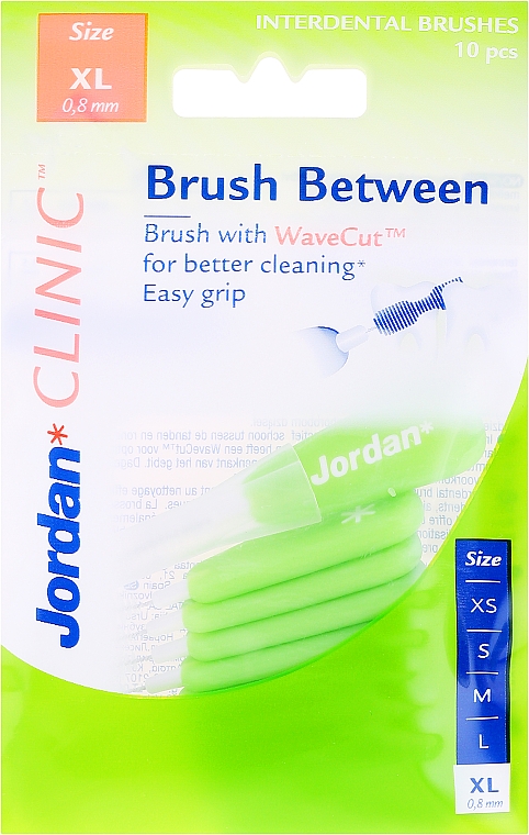 Міжзубні йоржики, 0.8 мм, XL, 10шт - Jordan Interdental Brush Clinic Brush Between — фото N1