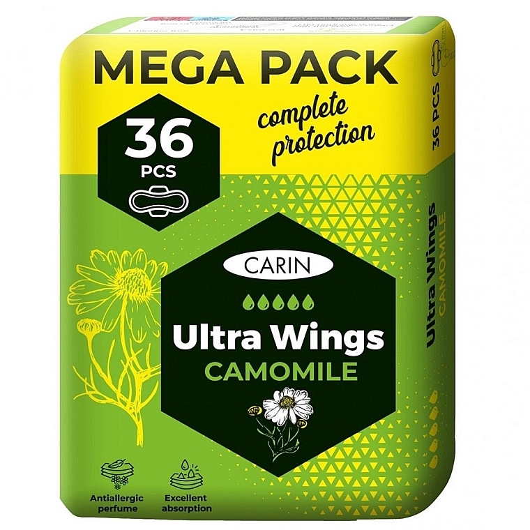 Гигиенические прокладки, 36 шт - Carin Ultra Wings Camomile — фото N1