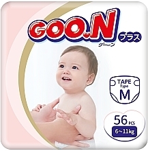 Духи, Парфюмерия, косметика Подгузники GOO.N Plus для детей 6-11 кг (размер М, на липучках, унисекс, 56 шт) - Goo.N Plus 