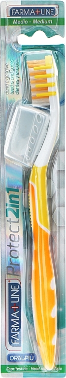 Зубная щетка с колпачком, оранжевая - Farma Line Protect — фото N1