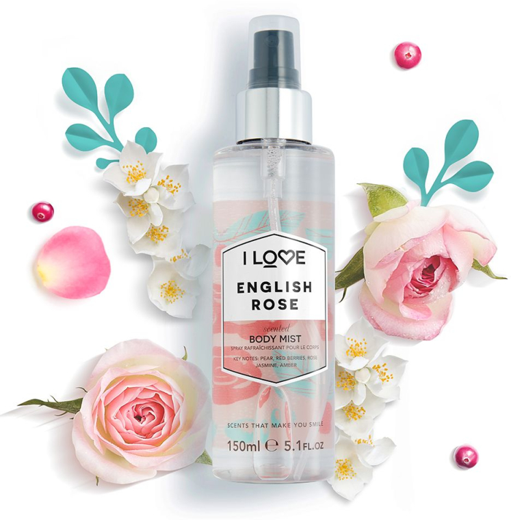Освежающий спрей для тела «Английская роза» - I Love English Rose Body Mist — фото N3
