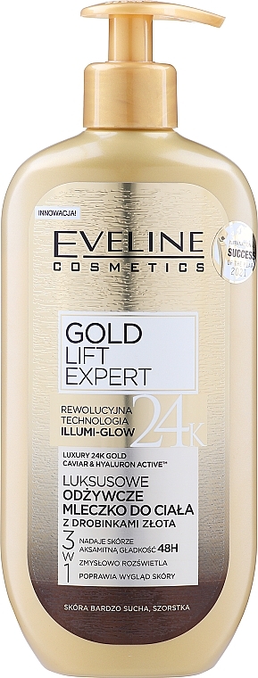 Молочко для тіла, з частинками золота - Eveline Cosmetics Luxury Expert 24K Gold Body Milk