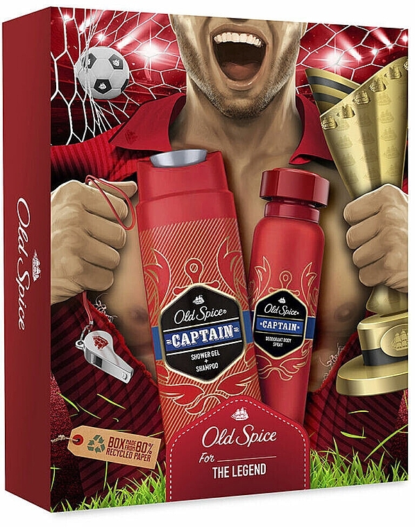 Набор - Old Spice Captain (sh/gel/250ml + deo/spray/150ml) — фото N1