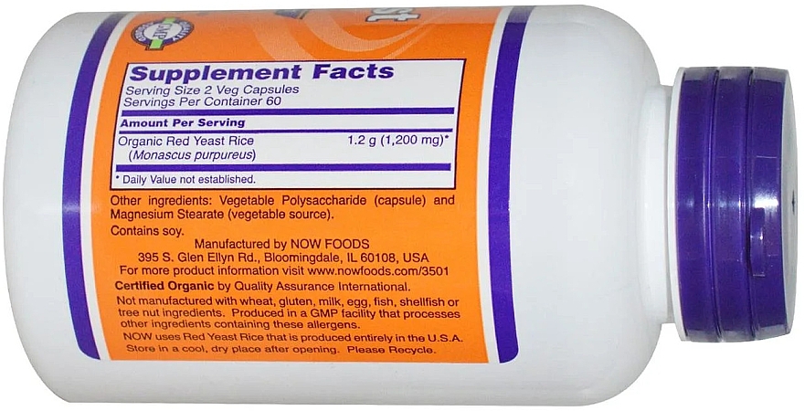 Капсулы "Красный дрожжевой рис", 600 мг - Now Foods Red Yeast Rice, 600mg — фото N3