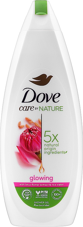 Гель для душа с экстрактом цветка лотоса и рисовой воды - Dove Care By Nature Glowing Shower Gel
