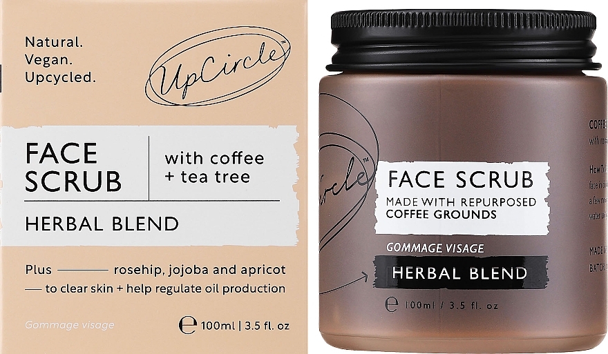 Кофейный скраб для лица "Травяной" - UpCircle Coffee Face Scrub Herbal Blend (в банке) — фото N2