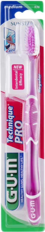 Зубная щетка "Technique Pro", средней жесткости, фиолетовая - G.U.M Medium Regular Toothbrush — фото N1
