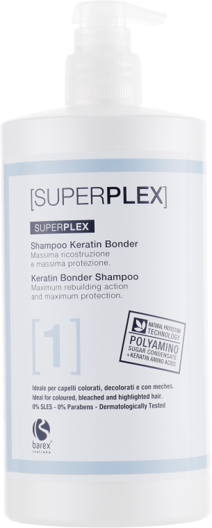Шампунь для фарбованого і знебарвленого волосся - Barex Italiana Superplex Shampoo Keratin Bonder — фото N2
