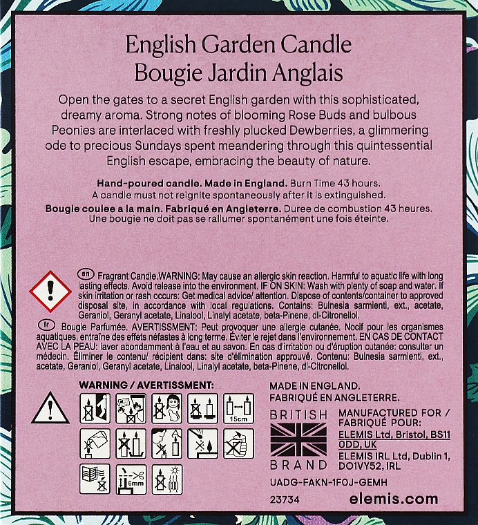 Ароматическая свеча "Английский сад" - Elemis English Garden — фото N4