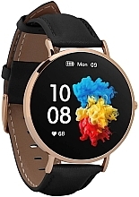 Смартгодинник жіночий, золото/чорний, шкіра - Garett Smartwatch Verona — фото N3