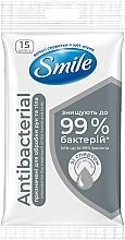 Вологі серветки з вмістом спирту, 15 шт  - Smile Antibacterial — фото N1