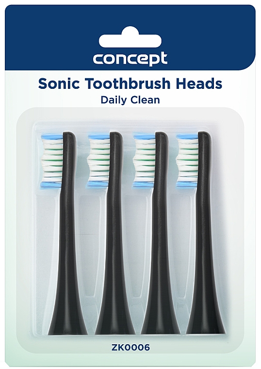 Змінні головки для зубної щітки, чорні - Concept Sonic Toothbrush Heads Daily Clean ZK0006 — фото N2