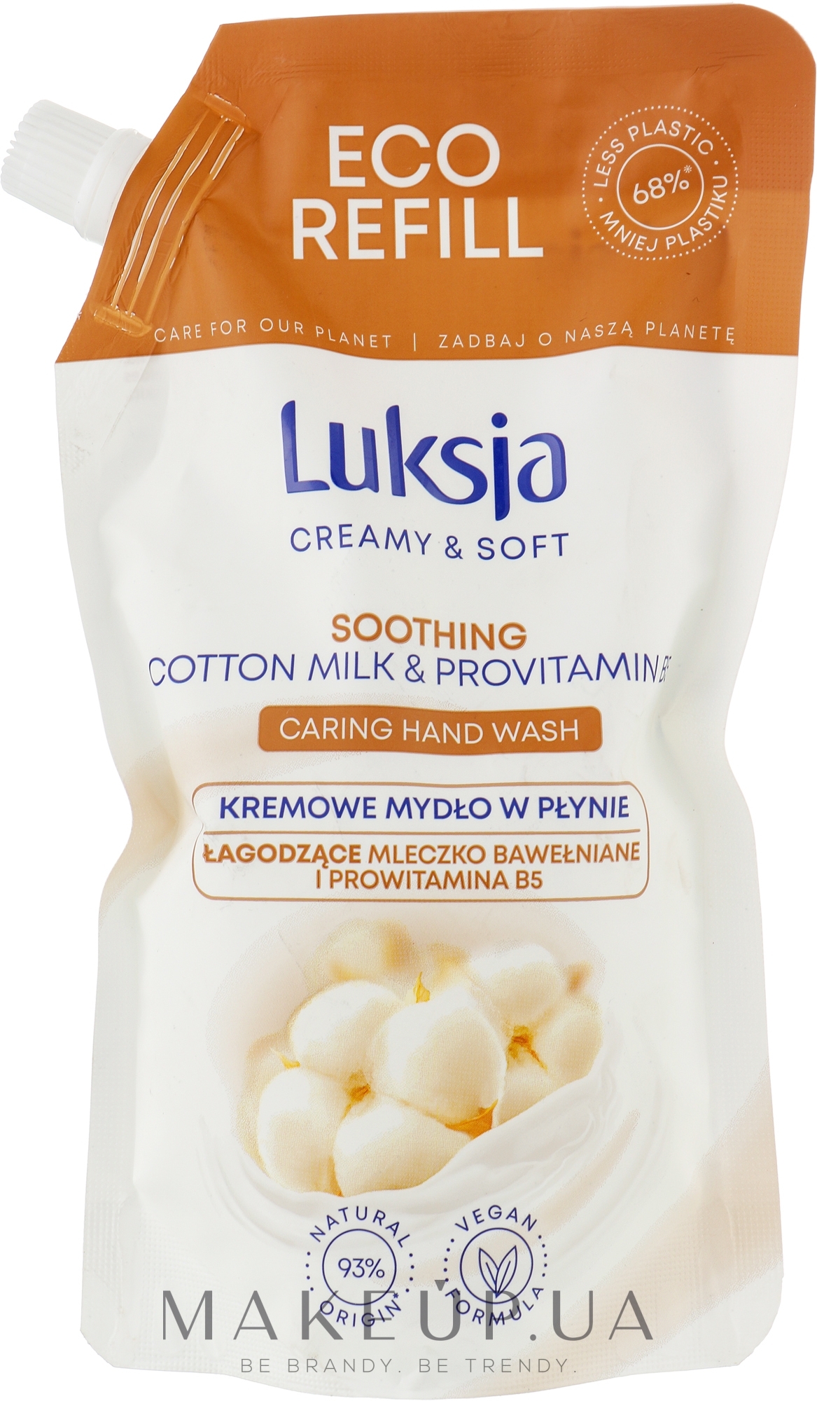 Жидкое крем-мыло с ухаживающим комплексом - Luksja Creamy & Soft Cotton milk & Provitamin B5 Hand Wash (дой-пак) — фото 400ml