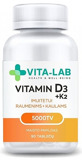 Харчова добавка "Вітамін D3 + K2" - Vita-Lab Vitamin D3 + K2 5000TV — фото N1