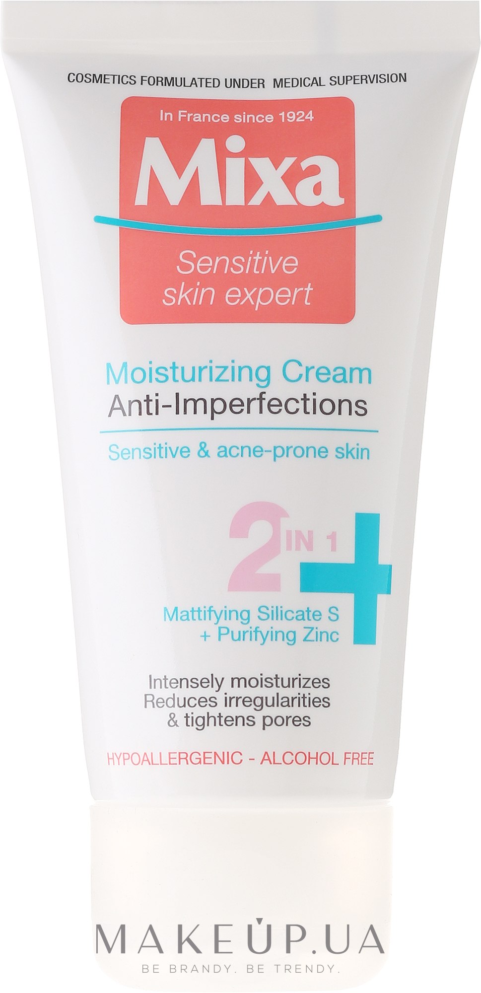 Увлажняющий крем с цинком для кожи, склонной к недостаткам - Mixa Sensitive Skin Expert 2in1 Cream — фото 50ml