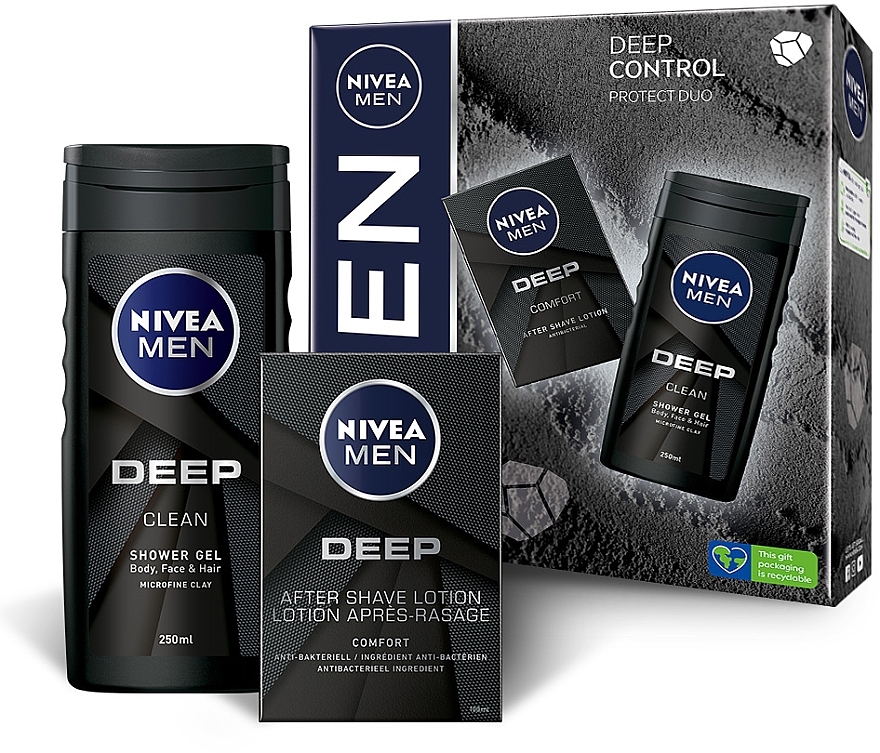 УЦЕНКА Набор мужской - NIVEA MEN Deep Control 2023 (sh/lot/100ml + sh/gel/250ml) * — фото N2