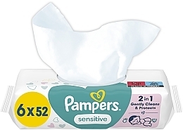 Парфумерія, косметика Дитячі вологі серветки "Sensitive", 6x52 шт. - Pampers