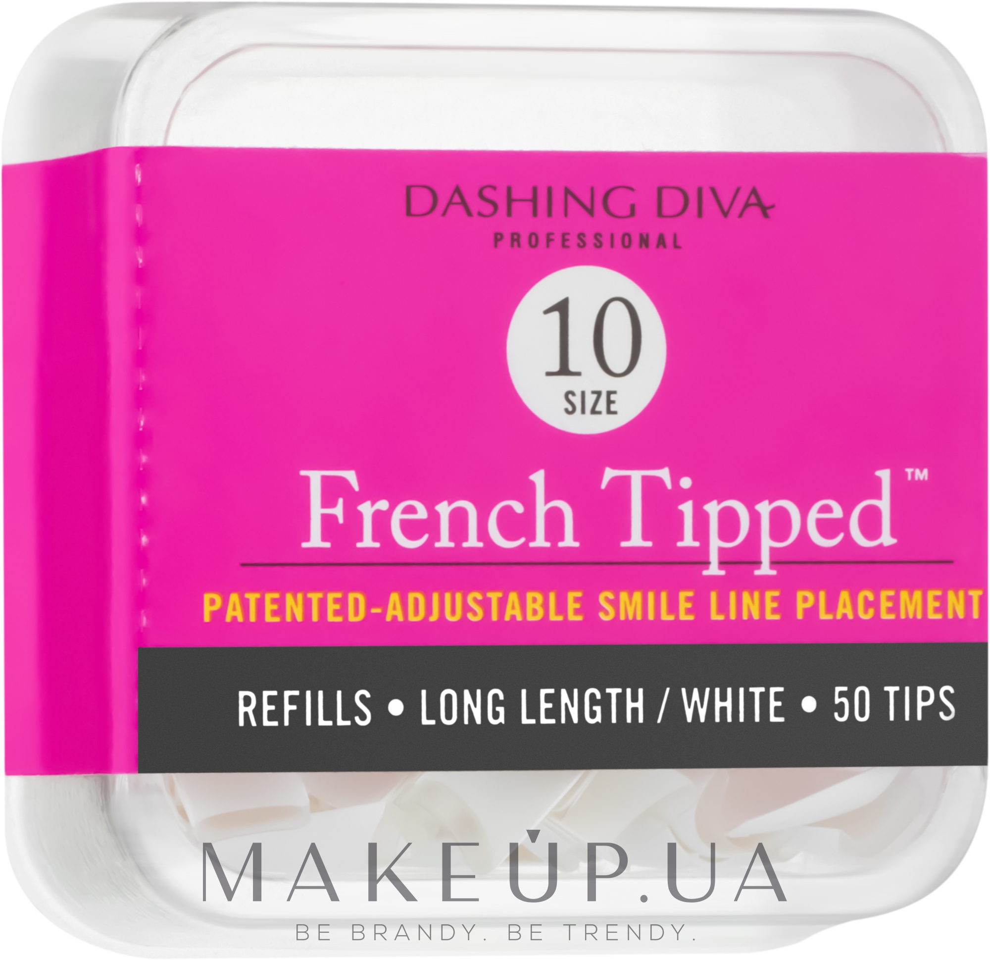 Типсы длинные "Френч" - Dashing Diva French Tipped Long White 50 Tips (Size-10) — фото 50шт