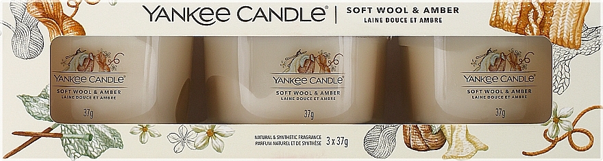 Набір - Yankee Candle Soft Wool & Amber (candle/3x37g) — фото N1