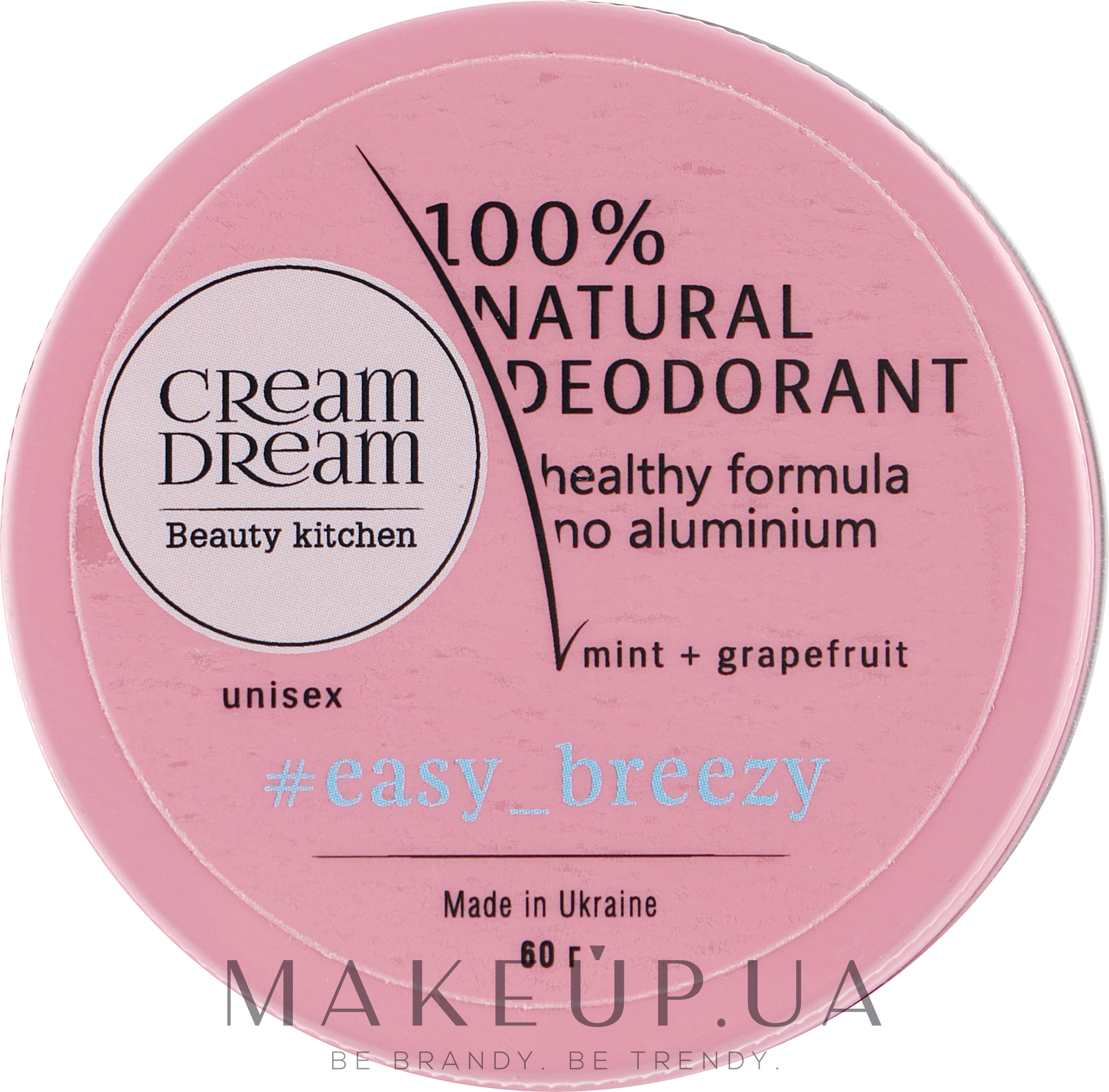 Натуральний дезодорант з ефірними оліями м'яти й грейпфрута - Cream Dream beauty kitchen Cream Dream Easy Breeze 100% Natural Deodorant — фото 60g