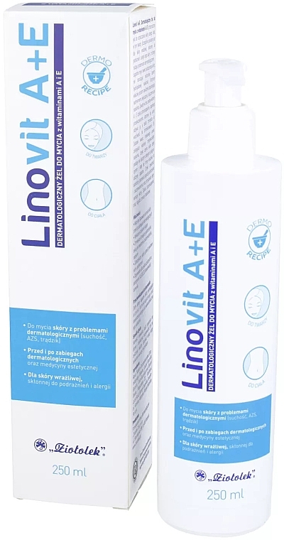 Гель для тела и лица с витаминами А и Е - Ziololek Linovit Dermatological Washing Gel — фото N1