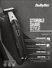 Тример для бороди та вусів, T880E - BaByliss Stubble Shave Style Triple S — фото N2
