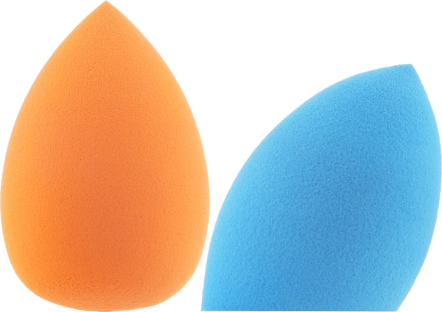 Набор спонжей-блендеров, капля + срез, синий + оранжевый - Omkara — фото N1