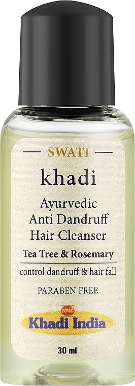 Аюрведическое очищающее средство для волос против перхоти "Чайное дерево и розмарин" - Khadi Swati Ayurvedic Anti Dandruff Cleanser Tea Tree & Rosemary (мини) — фото N1