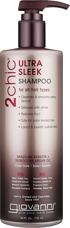 Шампунь для волосся - Giovanni 2chic Ultra-Sleek Shampoo Brazilian Keratin & Argan Oil — фото N1