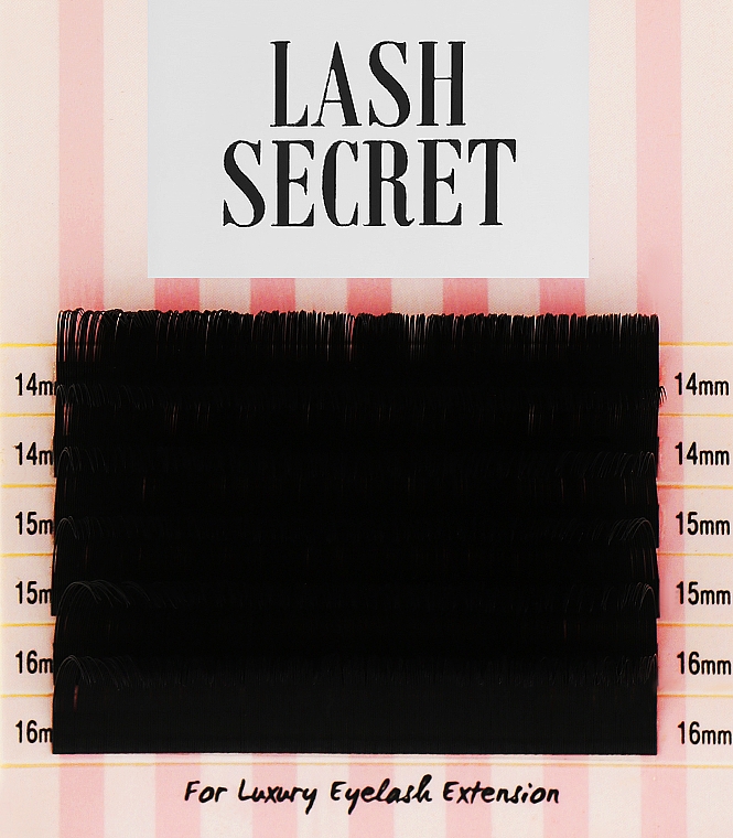 Накладні вії, чорні, мікс, 6 ліній (0.15, D, (14,15,16)) - Lash Secret — фото N1