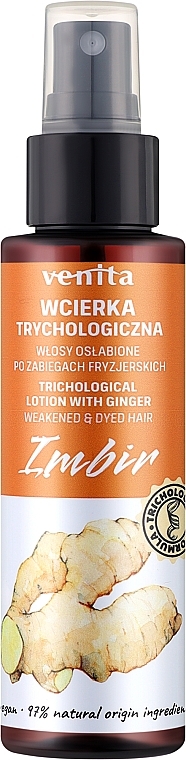 Трихологічний кондиціонер для ослабленого фарбованого волосся після салонних процедур - Venita Conditioner With Ginger — фото N1