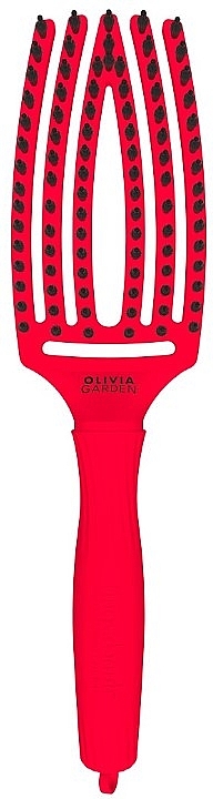 Щетка для волос, красная - Olivia Garden Finger Brush Amour Edition Passion Red — фото N1