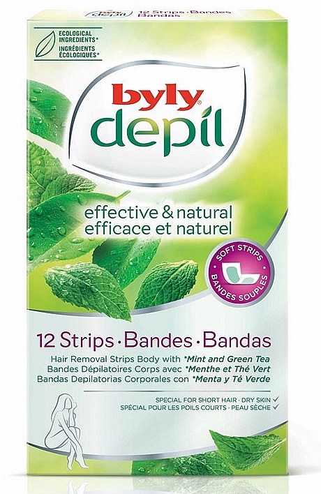 Воскові смужки для тіла "М'ята і зелений чай" - Byly Depil Mint And Green Tea Hair Removal Strips Body — фото N1