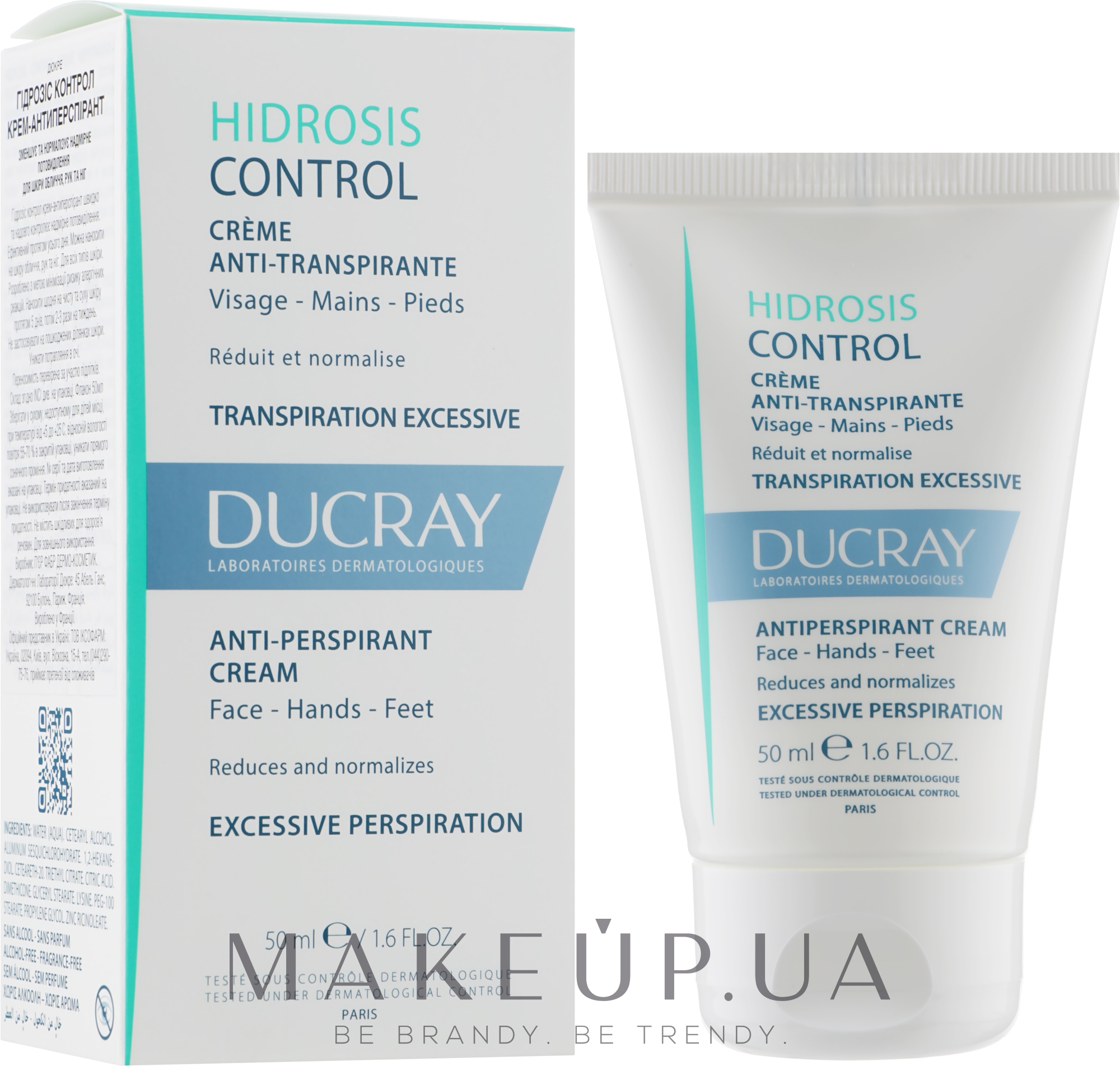 Кремовий антиперспірант для рук і ніг - Ducray Hidrosis Control Antiperspirant Cream — фото 50ml