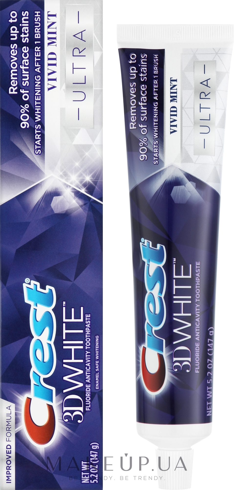Отбеливающая зубная паста + защитой эмали - Crest 3D White Ultra Vivid Mint — фото 147g