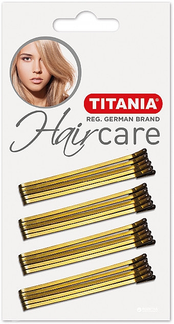 Заколки-невидимки для волос, золотистые, 7 см, 20 шт - Titania — фото N1